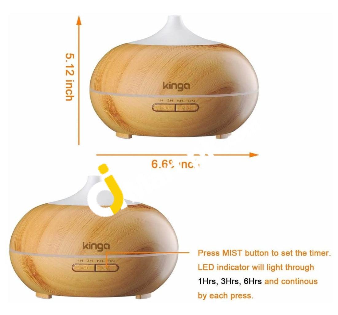 Kinga Essential Oil Aroma Diffuser 300Ml Ultrasonic Cool Mist Humidifier 7 Color Led Light 4