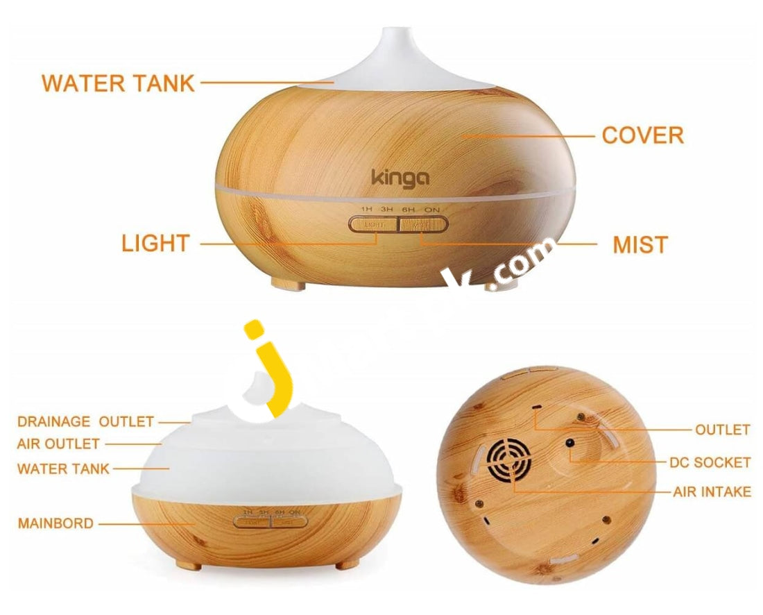 Kinga Essential Oil Aroma Diffuser 300Ml Ultrasonic Cool Mist Humidifier 7 Color Led Light 4