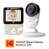 Kodak Cherish C220 Smart Video Baby Monitor 2.8 Hd Screen & Mobile App Cordless Hi-Res Camera Wifi