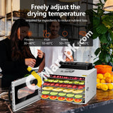 Kwasyo 6 Tray Stainless Steel Food Dehydrator 400W Fruit Dryer Machine With Digital Touch Timer 0-24