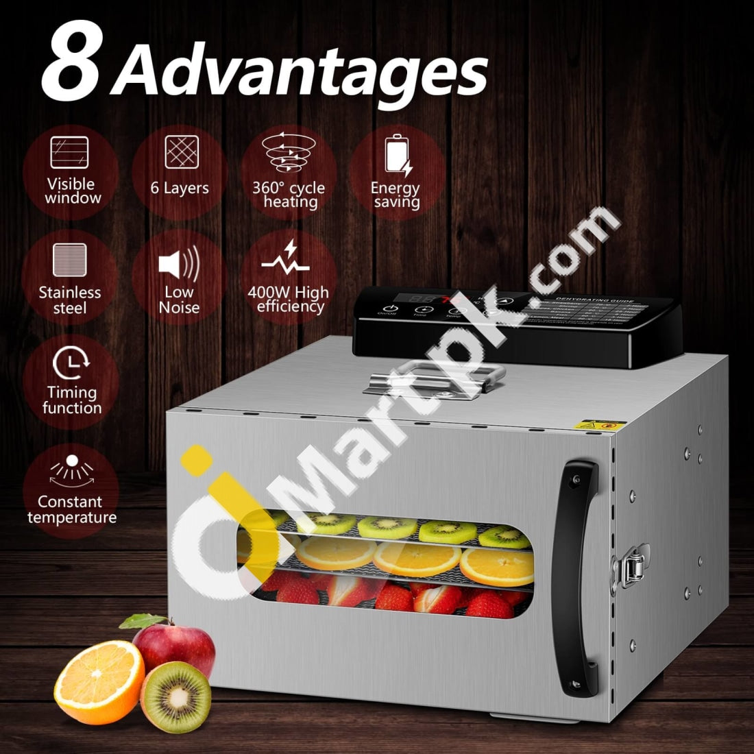 8 Tray Stainless Steel Electric Food Dehydrator Machine Fruit