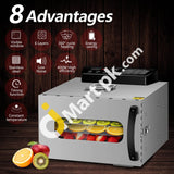 Kwasyo 6 Tray Stainless Steel Food Dehydrator 400W Fruit Dryer Machine With Digital Touch Timer 0-24