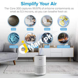 Levoit Core 300 True Hepa Air Purifier With H13 & Carbon Filters Timer Quiet 24Db Sleep Mode Removes