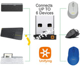 Logitech Usb Unifying Receiver 2.4Ghz Wireless Technology Compatible With All Devices - Imported