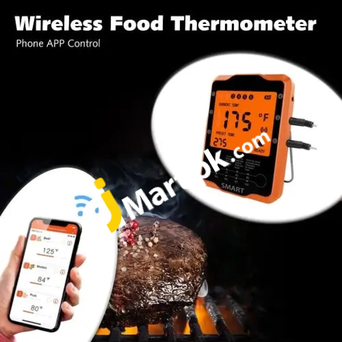 Meat Grill Thermometer, Battery Operated Food Thermometer with 4