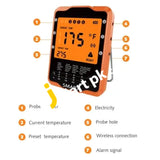 Meat Grill Thermometer Battery Operated Food With 4 Channels Color-Coded Probes & Permanently Free