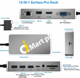 Microsoft® Surface Pro Dock Only For 4 / 5 6 Usb Hub With Gigabit Ethernet Port 4K Hdmi Vga 3Xusb