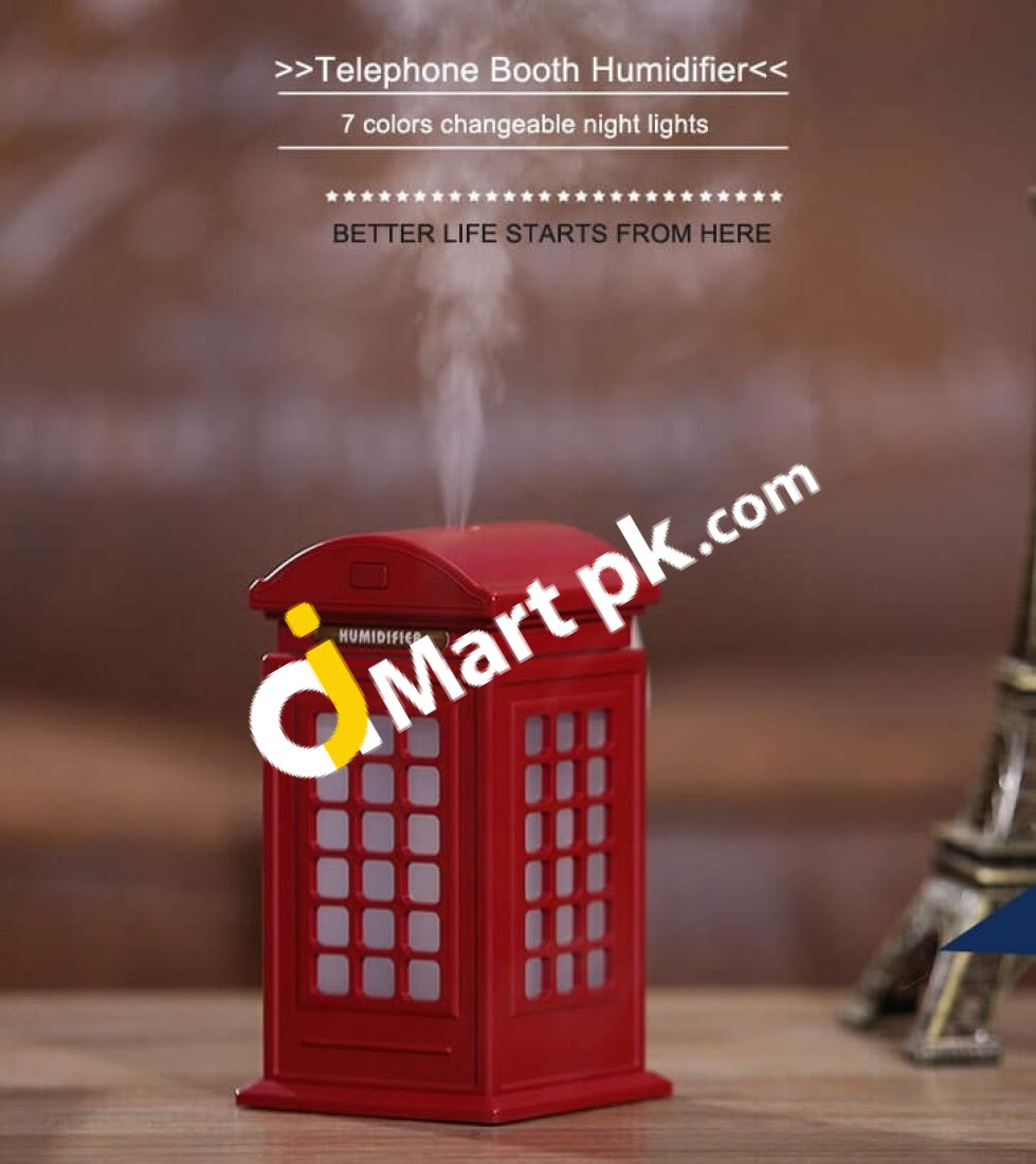 Cool Mist 300Ml Humidifier Mini Telephone Booth Design With 7 Color Gradual Change Night Lights -