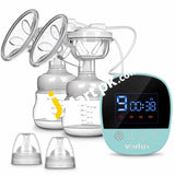 MOSFiATA Dual Suction Automatic Rechargeable Breast Pump with Smart Touch Screen, 3 Modes, 9 Levels, BPA Free, with Free 2 Breast Pads & Baby Medicine Cup - Imported from UK