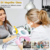 Newacalox Usb 5X Magnifier Led Clip Lamp With Adjustable Swivel Arm 3 Color Modes For Reading