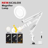 Newacalox Usb 5X Magnifier Led Clip Lamp With Adjustable Swivel Arm 3 Color Modes For Reading