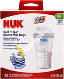 NUK Seal 'N Go Breast Milk Bags 180ml 50 Bags - Imported from UK