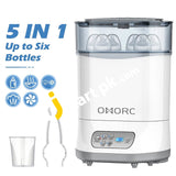 OMORC 600W Baby Bottle Sterilizer & Dryer, Digital LCD Display for Sterilizing, Drying, Warming Milk, Heating Food with FREE 2 Tommee Tippee 260ml Bottles - Imported from UK