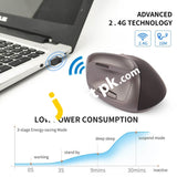 Optical Vertical Wireless 2.4G Mouse Ergonomic Design With 6 Keys Charging (Black) - Imported From