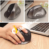 Optical Vertical Wireless 2.4G Mouse Ergonomic Design With 6 Keys Charging (Black) - Imported From