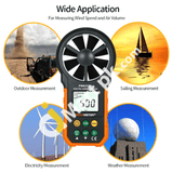 Peakmeter Handheld Digital Anemometer Wind Speed Meter Cfm Gauges Air Thermometer With Lcd Backlight