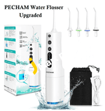 PECHAM® Professional Dental Water Flosser 360ml, Rechargeable 4 Modes & 4 Jet Tips, IPX7 Waterproof - Imported from UK