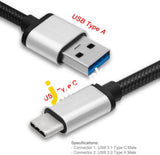 Pecham Nylon Braided Type C Cable Usb-C To Usb Interface High Speed 3.1 2M(6.6Ft) - Imported From Uk