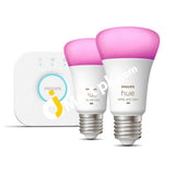 Philips Hue Led Smart Bulb With Hub 2X A19 10W 800 Lumens White & Color Ambiance Bulbs Works Alexa