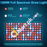 Grow Light Phlizon 1200W Full Spectrum Double Switch Plant For Indoor Plants Veg & Flower - Imported