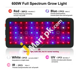 Phlizon 600W Led Grow Light Full Spectrum Double Switch For Indoor Plants Vegetables And Flowers -