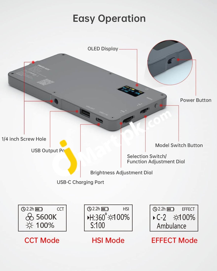 Photoolex Rl135 10W Rgb Video Light 4000Mah Rechargeable Battery With 21 Dynamic Effects For Youtube