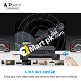 Portta Hdmi 4 Ports Switcher With Audio Outputs In 1 Out V1.3 Remote Control Toslink Optical Stereo