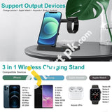 Powergiant 3-In-1 Wireless Charging Station 15W Qi Fast Charger For Qiphone Iwatch Airpods2 & Pro Or