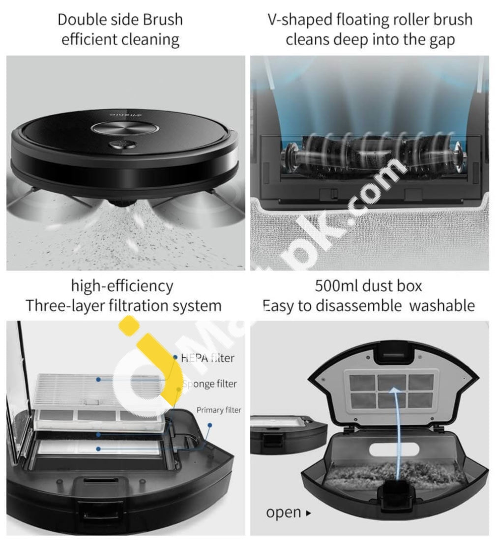 Robotic Vacuum Cleaner Proscenic Ultenic D5S Self-Charging 2200 Pa Suction Power Alexa Google Home &