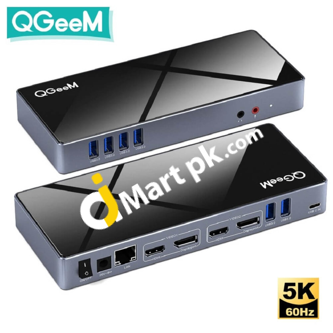 Qgeem Usb 3.0 Docking Station Single 5K / Dual 4K @60Hz Video Outputs Dual Monitor (6 2 Hdmi Dp