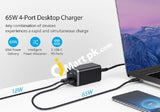 Ravpower 65W 4 Port Desktop Charger Usb Charging Station Gan Tech With 2 C Ports + A - Imported From