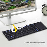 Rii K12 Mini 2.4Ghz Wireless Keyboard With Large Touchpad Stainless Steel Qwerty Usb Receiver -