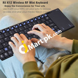 Rii K12 Mini 2.4Ghz Wireless Keyboard With Large Touchpad Stainless Steel Qwerty Usb Receiver -