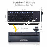 Rii K12 Mini 2.4Ghz Wireless Keyboard With Large Touchpad Stainless Steel Qwerty Usb Receiver -