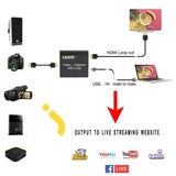 Riiai Video Capture Card With Loop Out Fhd 4K Hdmi Output For Live Streaming Screen Sharing