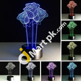 Rose Flower 3D Optical Illusion Lamp 7 Color Changing Night Light - Imported From Uk