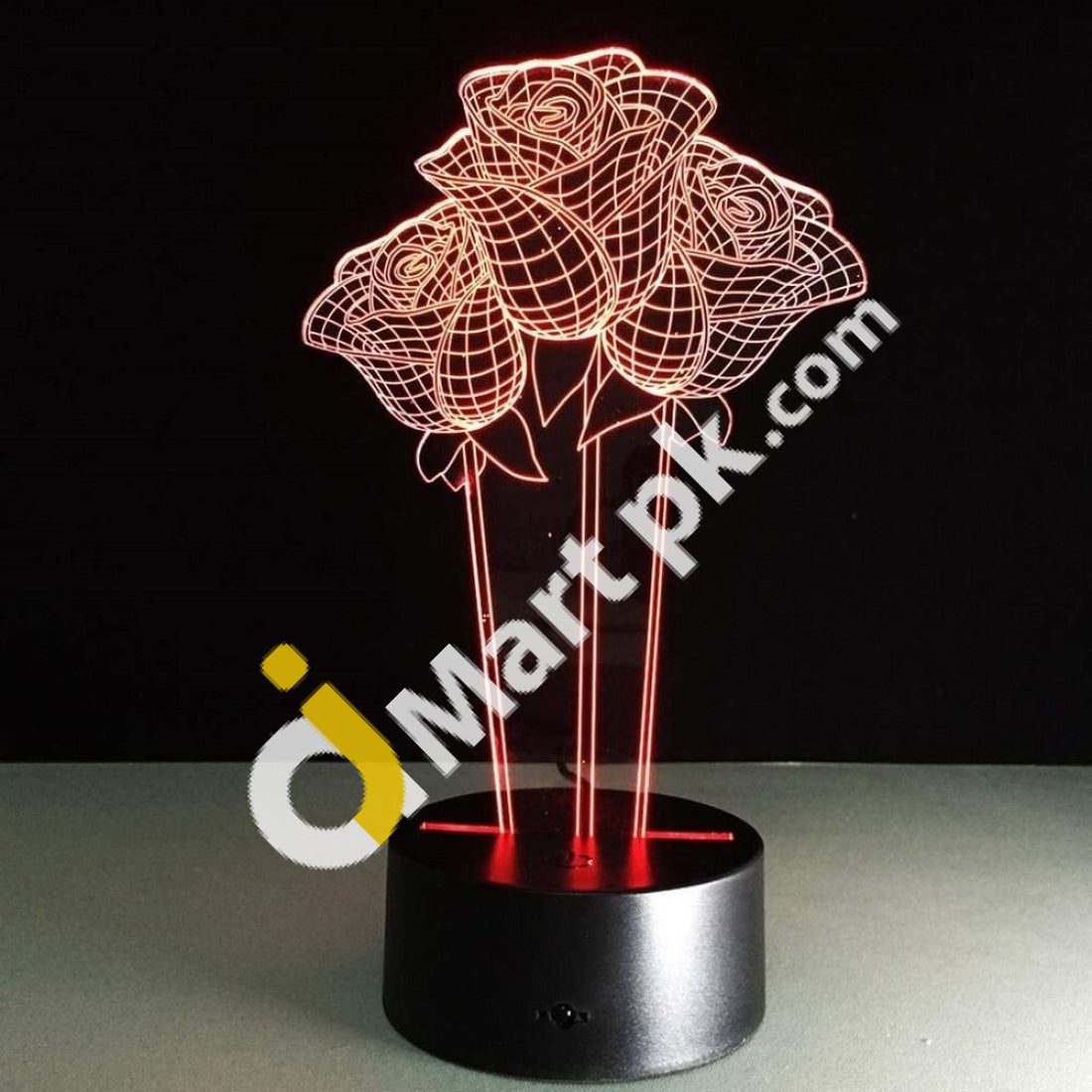 Rose Flower 3D Optical Illusion Lamp 7 Color Changing Night Light - Imported From Uk