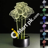Rose Flower 3D Optical Illusion Lamp 7 Color Changing Night Light - Imported From Uk