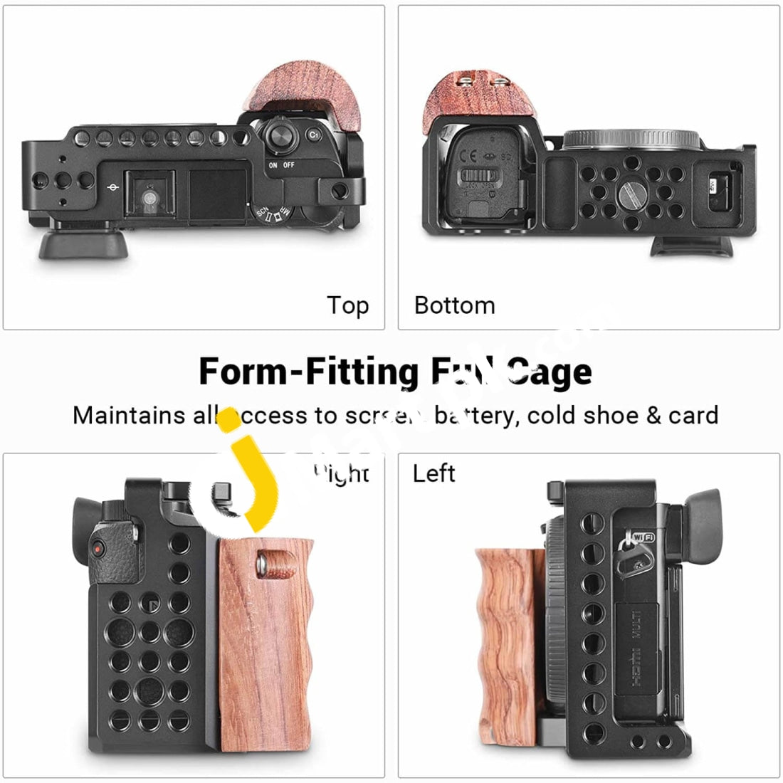 Smallrig Camera A6300 Cage For Sony A6000 / With Wooden Handle Handgrip - 2082 Imported From Uk