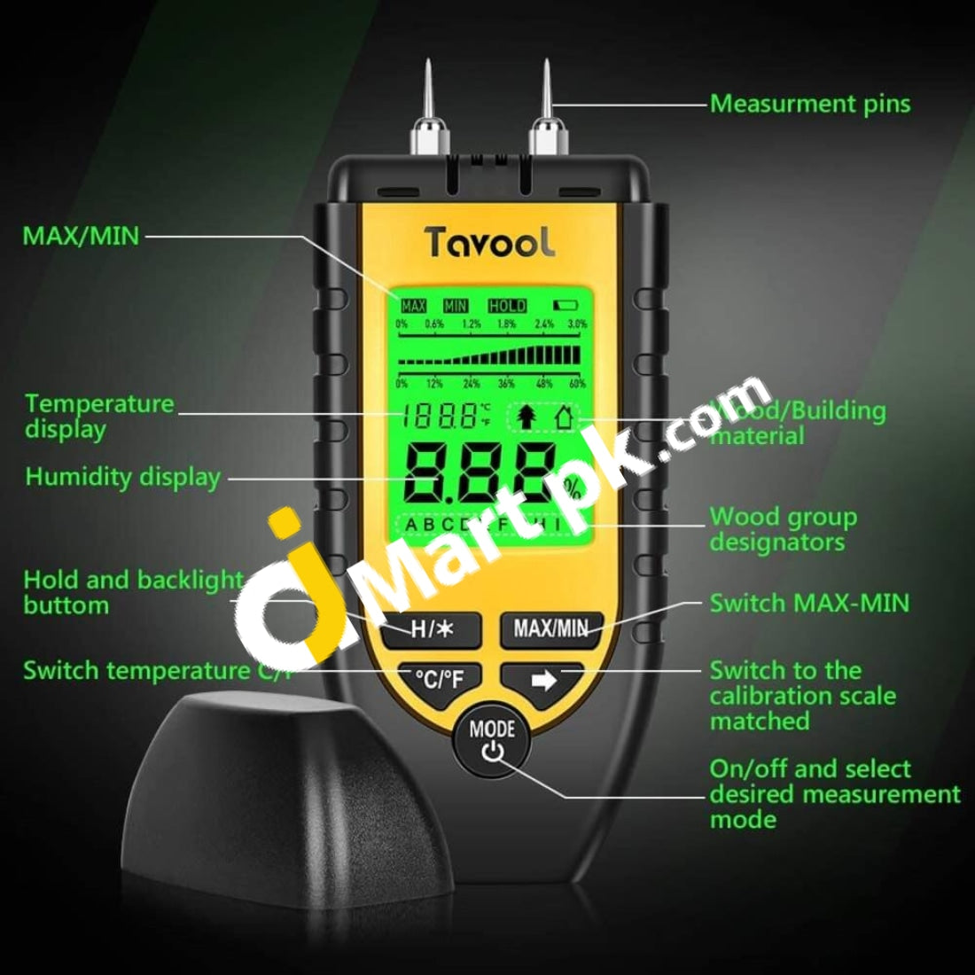 Tavool Wood Moisture Meter Digital Detector - Imported From Uk