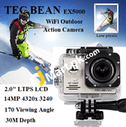 TEC.BEAN EX5000 Wi-Fi 14MP FHD Sports Action Camera, Waterproof with 2