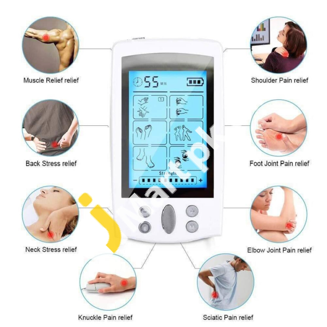 TENS Unit 24 Massage Modes Muscle Stimulator for Back, Neck, Knee Pain,  Electronic TENS Machine for Sciatica Lower Back Pain Relief with 8 Pcs