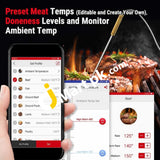 Thermopro Bluetooth Meat Thermometer With 4-Probes Smart Rechargeable Wireless 500Ft For Grilling