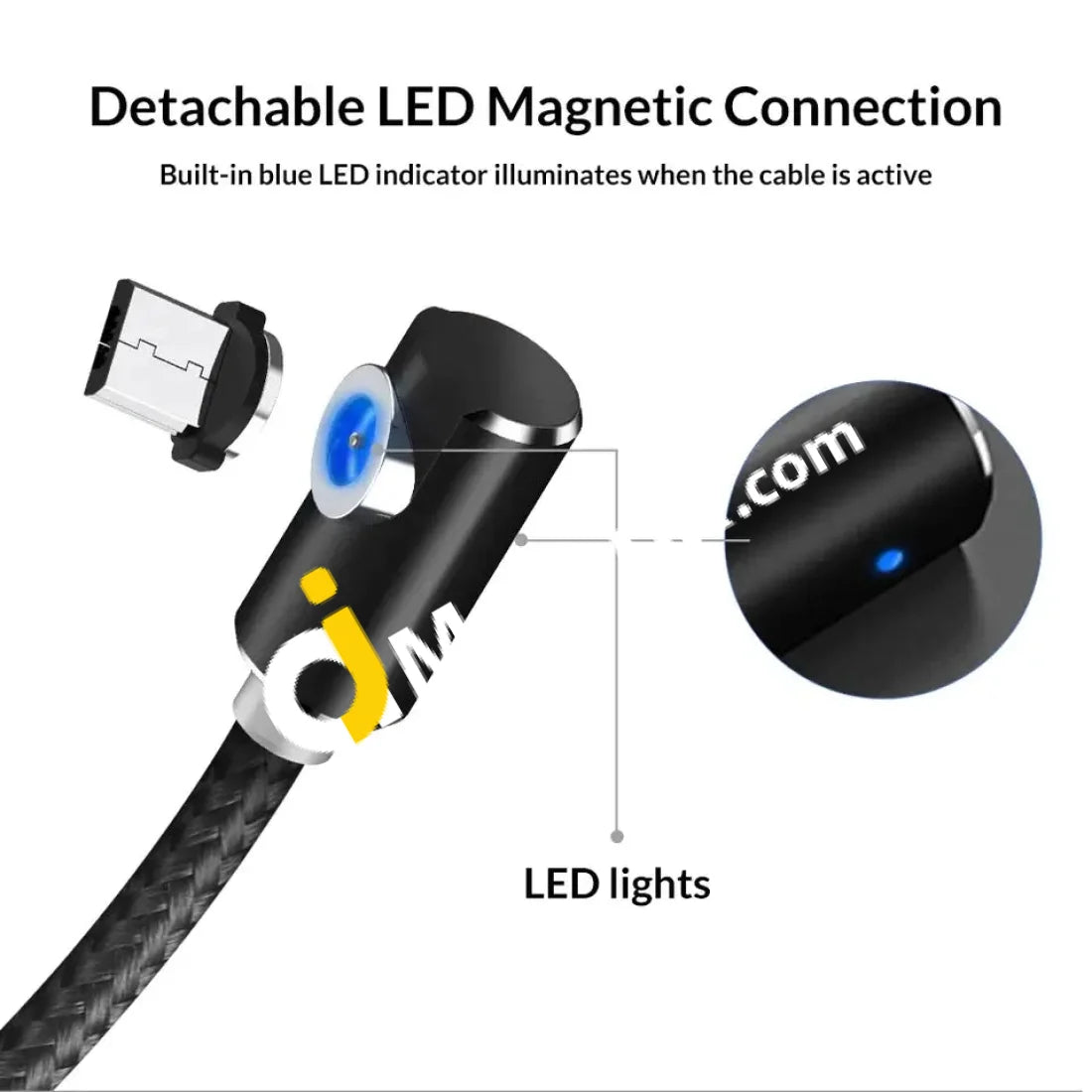 Topk 3M Usb Magnetic Cable Nylon Braided Compatible With Type C Micro & Lighting Port - Imported