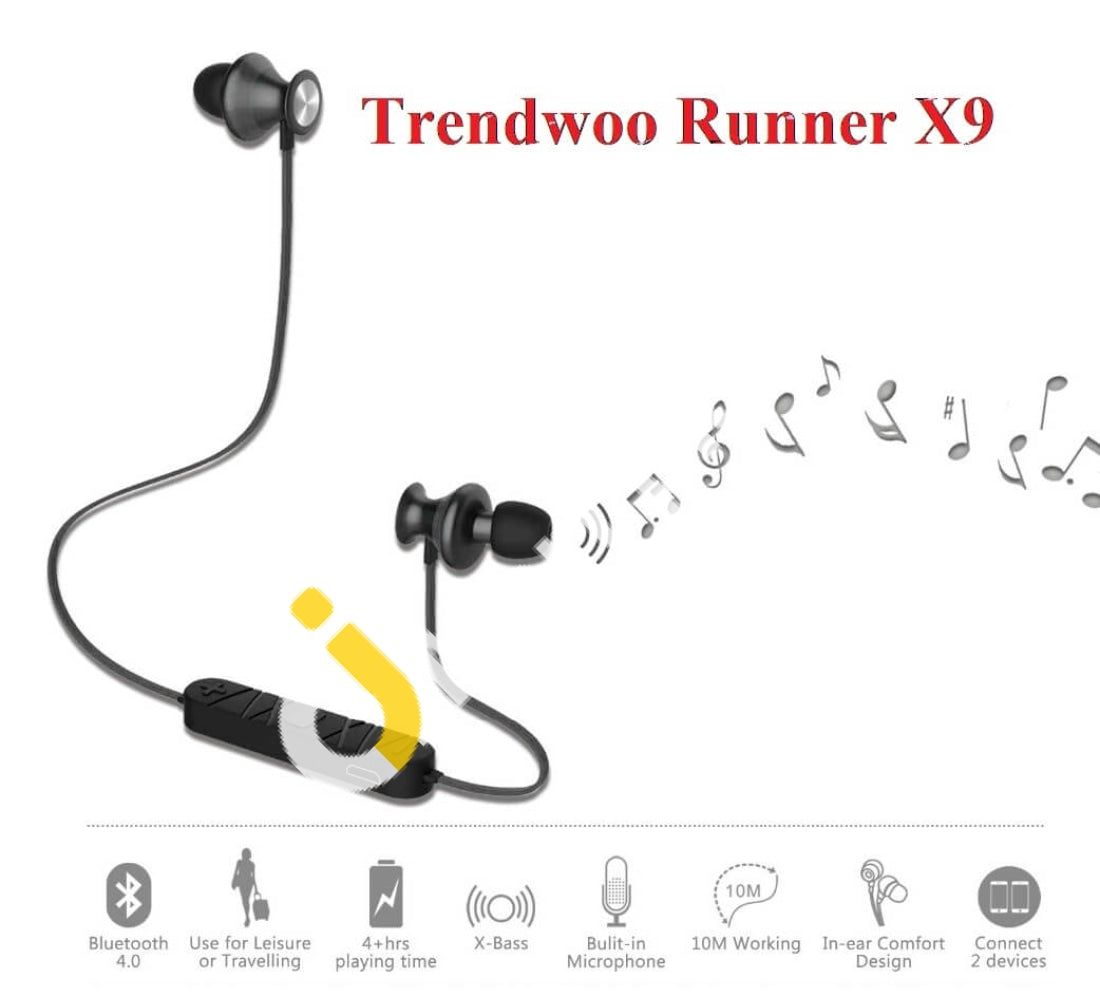 Trendwoo Runner X9 Aluminum Stereo Sport Bluetooth 4.0 Earphone Magnetic Headset Earbuds With