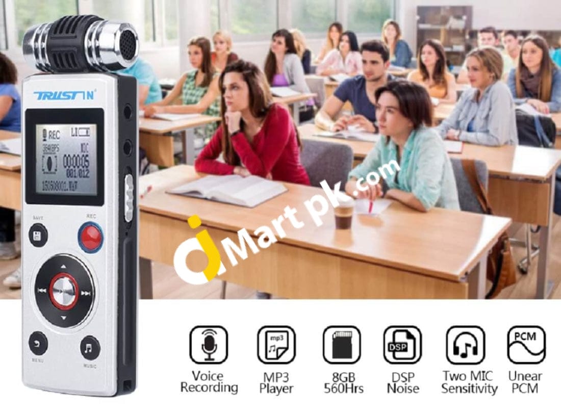 Trustin Digital Voice Recorder Portable 8Gb Pcm Sound Audio Dictaphone With Dual Microphone For