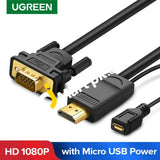 Ugreen Hdmi To Vga Video Converter Adapter With Micro Usb Power Port For Pc Laptop Hdtv Monitor
