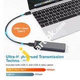 Unitek M.2 Nvme Ssd Enclosure Tool-Free Portable Aluminum Usb3.1 Gen2 (10Gbps) Type-C To Nvme Pci-E