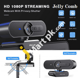 USB Webcam with Privacy Shutter, Jelly Comb HD 1080P Webcam with Autofocus & Dual-Mic for Skype Video Calling Conferencing Recording - Imported from UK