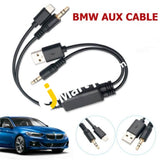 Usb Y Cable To Aux Adapter Compatible With Bmw Mini Cooper For Ipod Iphone - Imported From Uk